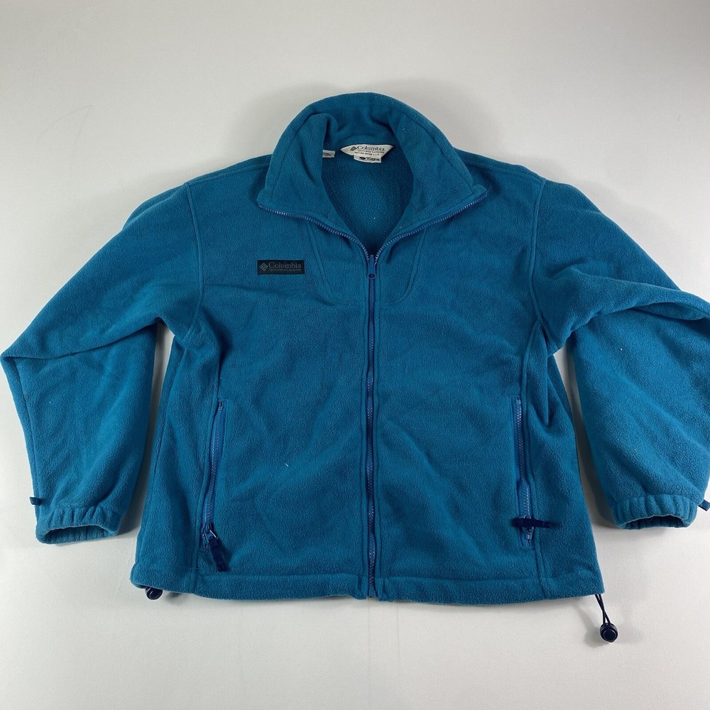 Vintage Columbia Jacket Womens Small Blue Full Zip Fleece Sweater Pocket‎ Ladies